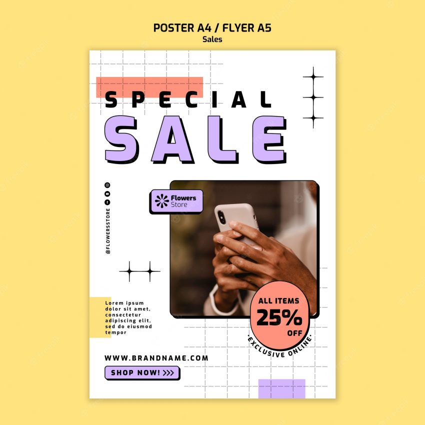 Hand drawn sales  poster template