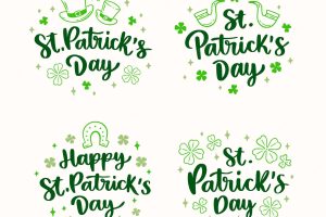 Hand drawn st. patrick's day lettering labels