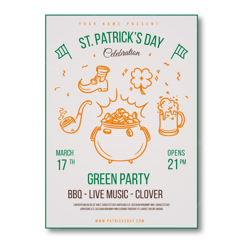 Hand drawn st. patrick's day poster template