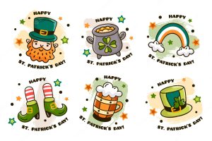 Hand drawn st patricks day badge collection