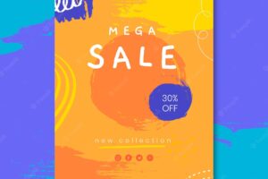 Hand painted vertical sale poster template