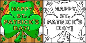 Happy saint patricks day coloring illustration