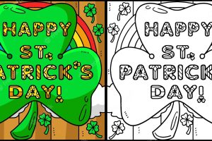 Happy saint patricks day coloring illustration