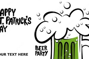 Happy st. patrick's day banner.  illustration of a beer mug with lettering st. patrick's day. vector illustration. beer party.