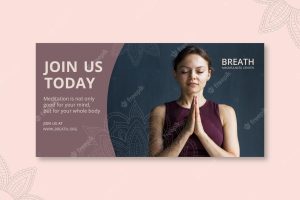 Horizontal banner template for meditation and mindfulness
