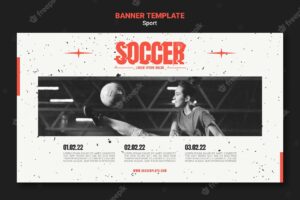 Horizontal banner template for soccer with female player