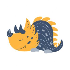Illustration dinosaur triceratops in the style of a cartoon