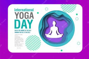 Illustration of woman for international yoga day web banner eps10 vector