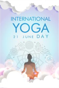 Illustration of woman for international yoga day web banner eps10 vector