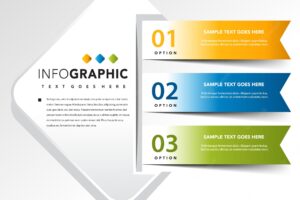 Infographic square with 3 banner vector illustration