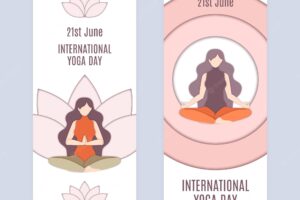 International day of yoga banner in paper style