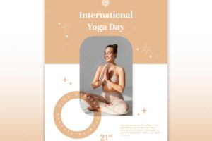 International yoga day celebration vertical poster template