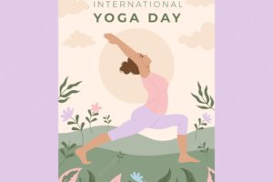 International yoga day hand drawn flat yoga flyer or poster