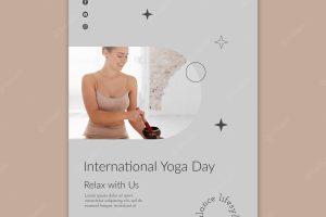 International yoga day simplistic vertical poster template