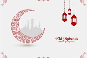 Islamic abstract eid mubarak festival with crescent moon and islamic pattern