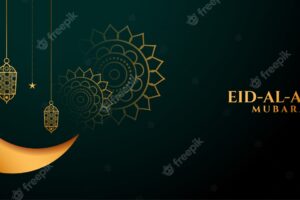 Islamic eid al adha traditional festival golden banner
