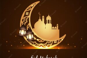 Islamic festival eid mubarak crescent moon religious background vector
