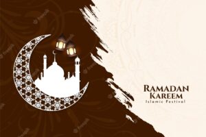 Islamic holy month ramadan kareem religious festival mosque background vector