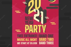 Isometric new year 2021 party flyer template