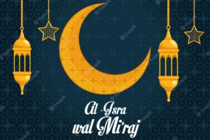 Isra miraj lettering template with moon