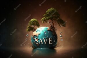 A jar full of water and label save water eco system world water day concept