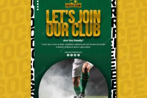 Join the club school of soccer poster template