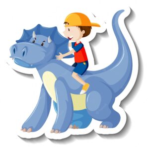 Little boy riding a dragon cartoon sticker