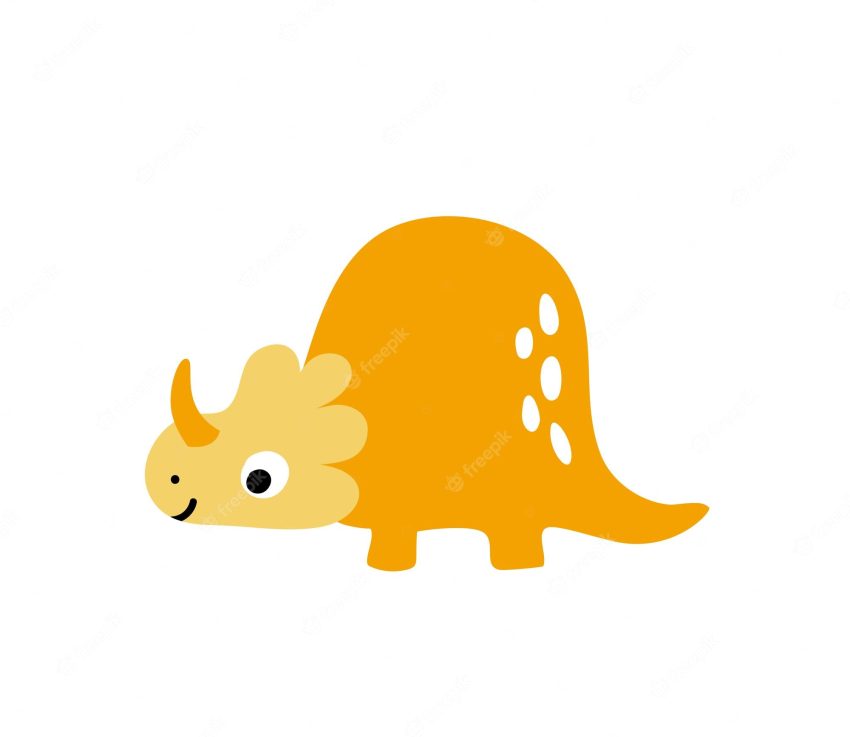 Little orange cute dinosaur vector scandinavian illustration for coloring drawing image cartoon kids