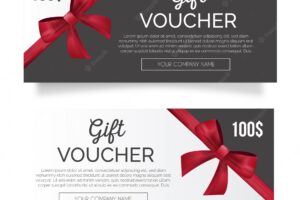 Lovely gift voucher with red ribbon