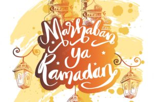 Marhaban ya ramadhan greeting card concept