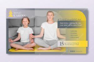 Meditation and mindfulness horizontal banner template