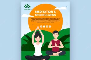 Meditation and mindfulness poste template