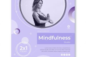 Meditation and mindfulness square flyer template