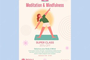 Meditation and mindfulness vertical flyer template