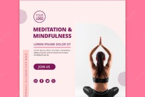 Meditation and yoga square flyer template
