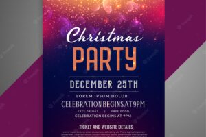 Merry christmas sparkles party poster flyer design template
