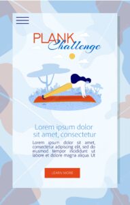 Mobile  landing page offering plank challenge