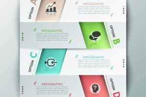 Modern infographics options template with paper sheets