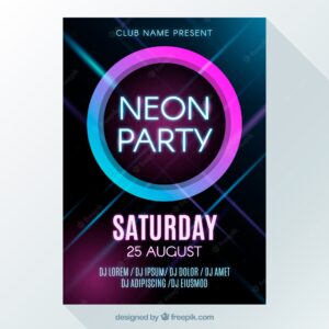 Modern party poster template with neon style
