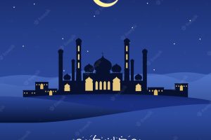 Mosque and moon ramadan background