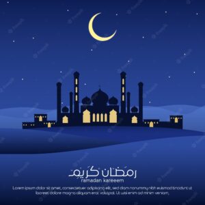 Mosque and moon ramadan background