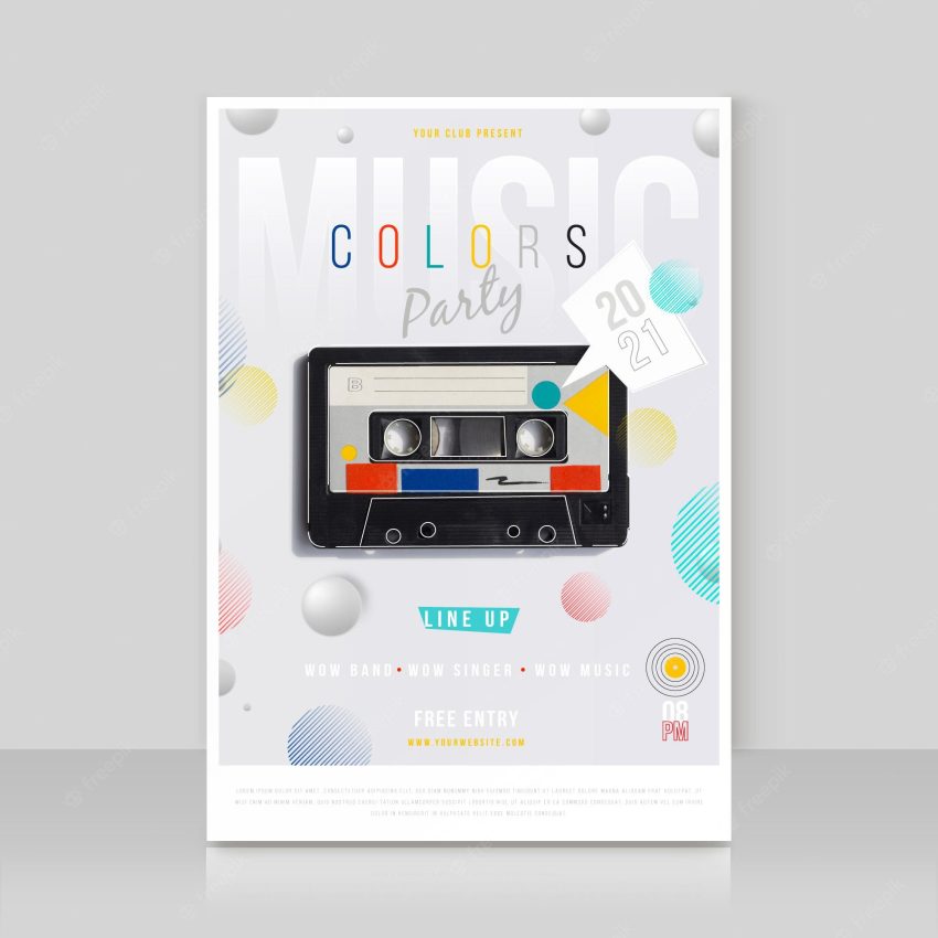 Music event poster template with photo