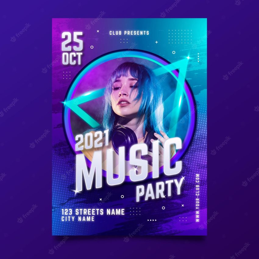 Music event poster with photo for 2021