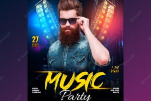 Music festival concert party psd flyer design template