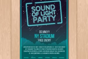 Music party poster with neon lights