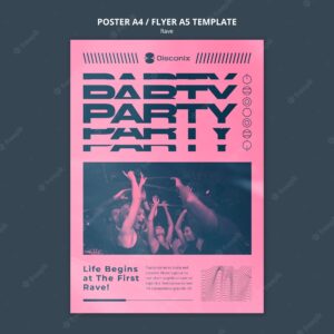 Music rave poster template