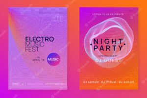 Neon dance flyer electro trance music techno dj party electro