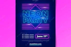 Neon light music poster template