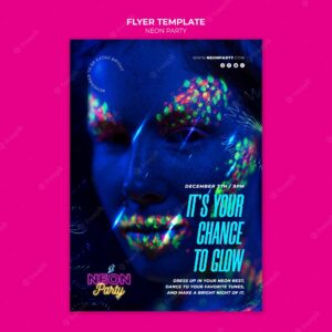 Neon party flyer template