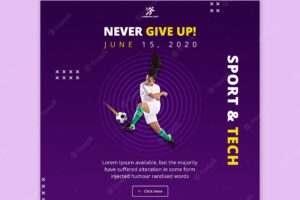 Never give up football girl square flyer template